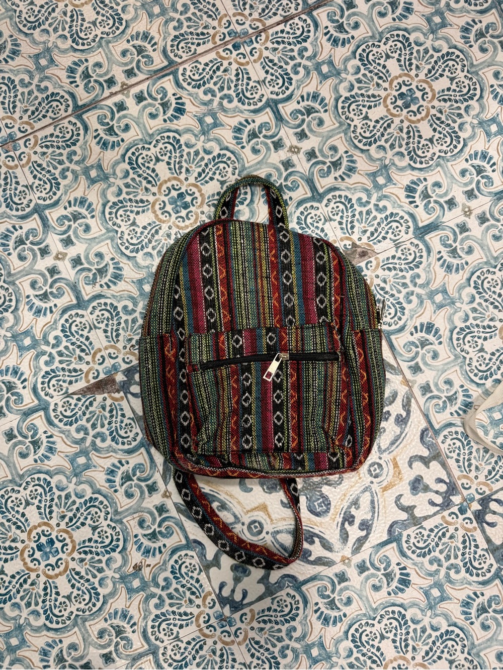 Patterned Multicolor Women’s Mini Backpack - Boho Stripe